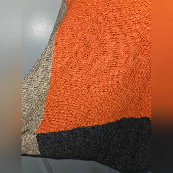 Shein Sweater Cardigan Color Block Sz Sm Orange Taupe Gray - Picture 3 of 8